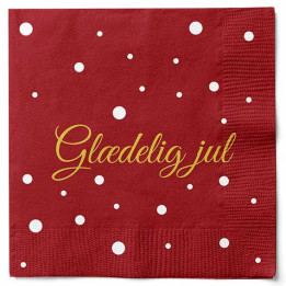 Røde juleservietter med glædelig jul-
