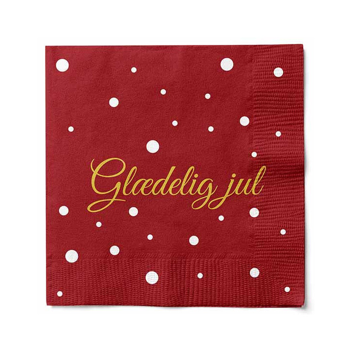 Røde juleservietter med glædelig jul-
