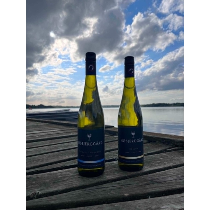 Dansk hvidvin dyrket og produceret på Høbjerggård i Nordsjælland.