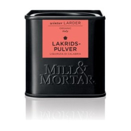 Mill og Mortar økologisk lakridspulver.