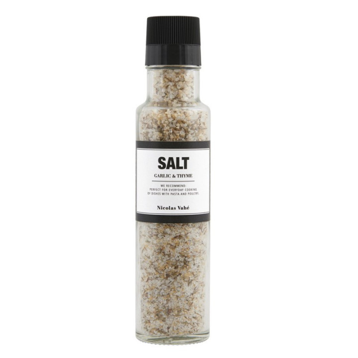 Salt med hvidløg og timian. Nicolas Vahé delikatesser. 