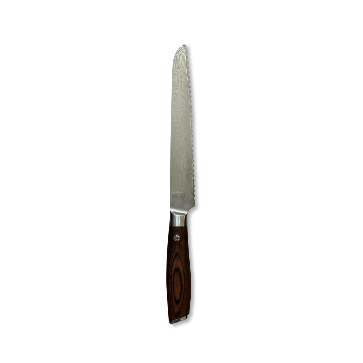 Japansk brødkniv med mange lag stål.