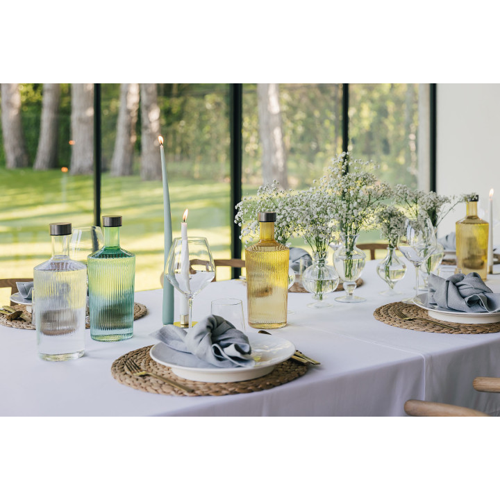 Paveau vandflaske i glas med låg i klart glas i farven White Haven.