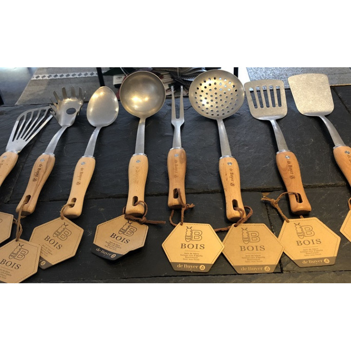 De Buyer grydeske i stål og træ