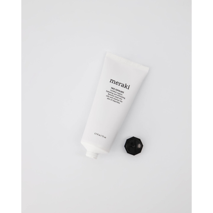 Meraki Exfoliate ansigts skrub giver blød hud med smuk glød.