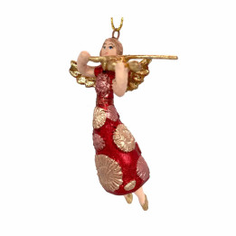 Håndmalet violinengel i resin, der spreder magi og julestemning.